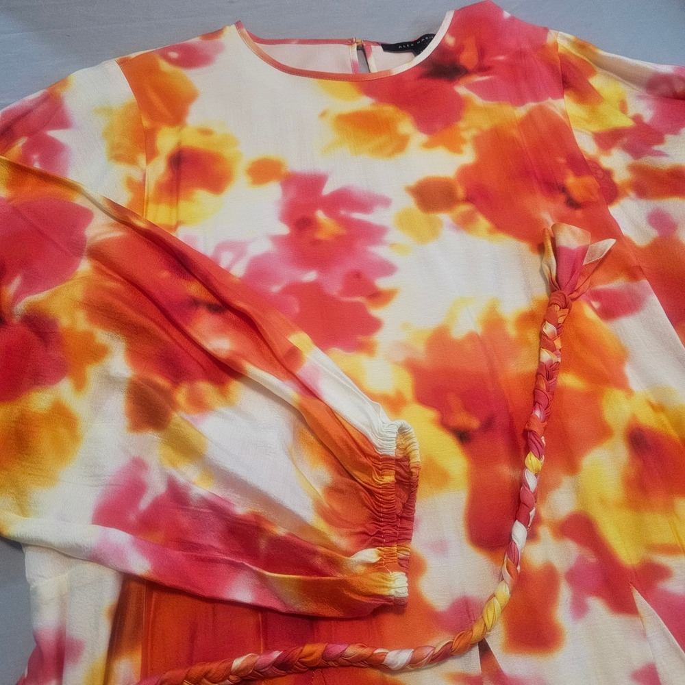 Alex Marie Size 14 Feminine Florals Riley Ruffle Hem Braided Belt Dress NWT 1080 - Picture 2 of 9